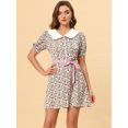 thumbnail image 1 of INSPIRE CHIC Robe-Chemise Courte à Manches Courtes pour Femmes, Coupe Évasée, Col Contrastant, 1 of 4