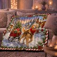 thumbnail image 5 of Christmas Village Winter Scene Golden Retriever Pulling Wagon, Festive Pet Portrait Pattern, Warm Flannel Blanket for Living Room and Reading Nook, Dog Lovers Christmas Gift, Pet Lover Home Decor, 5 of 7