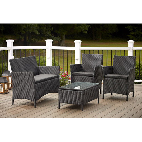 Cosco Outdoor Furniture Jamaica 4 Piece Resin Wicker Patio Furniture Conversation Set Walmart Com Walmart Com