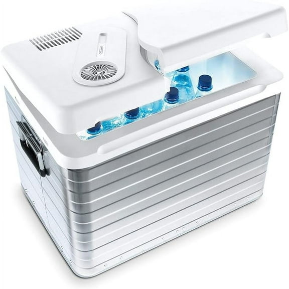 Dometic MQ40A Portable Thermoelectric Cooling Cooler with Classic Aluminum Trunk Look, 53 Can Capacity, Cool Down to 30°F Below Ambient Temperature