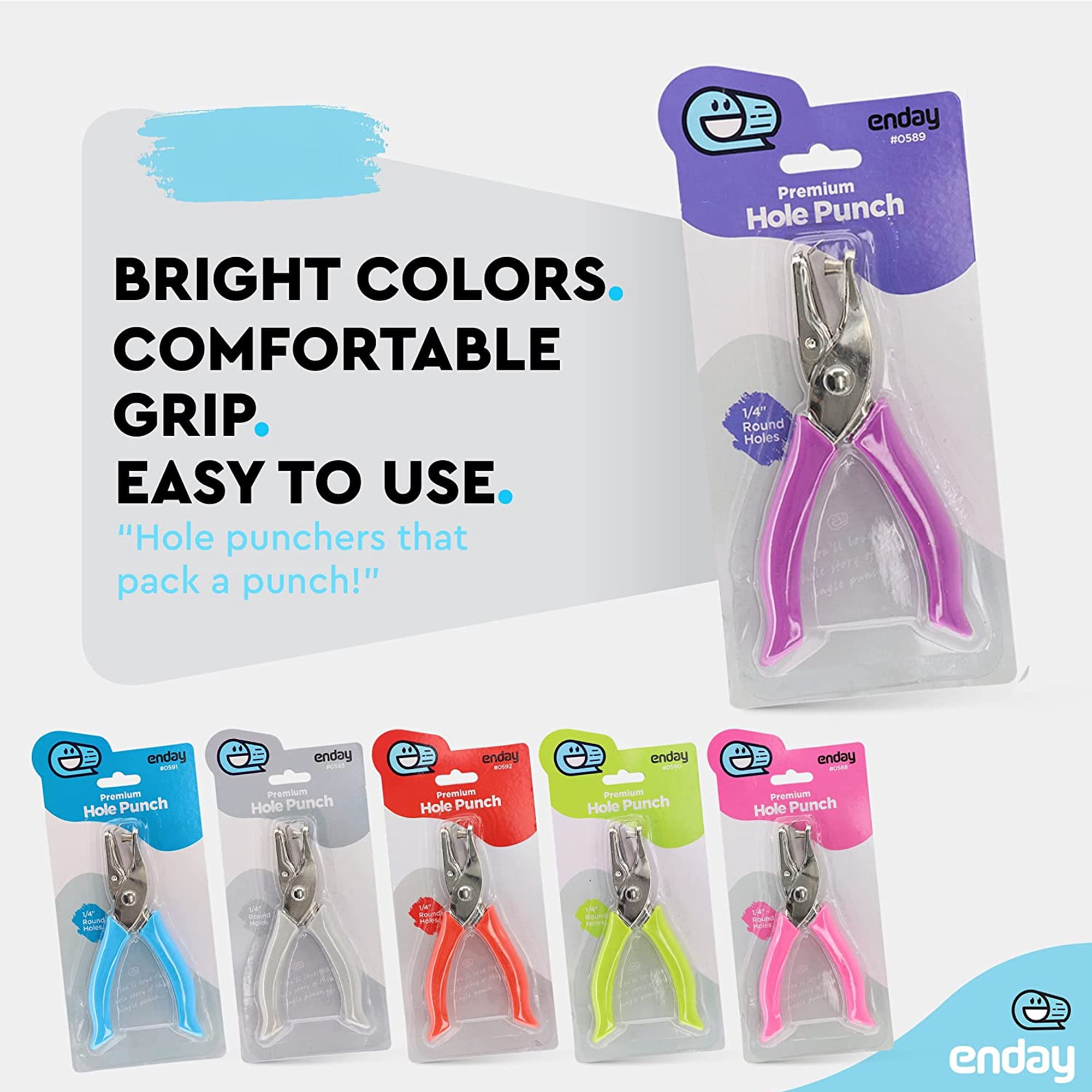 Enday 1/4” Paper Single Hole Puncher Home Office Supplies, Purple 6 Pack