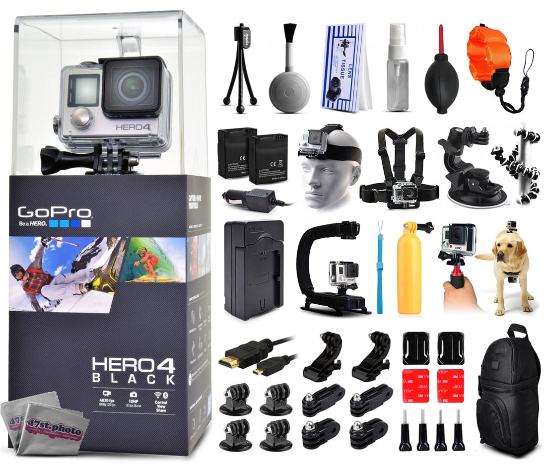 Buy GoPro Hero 4 HERO4 Black Edition CHDHX-401 with Floating Strap + Cleaning Kit + 2 Batteries + Travel Charger + X-Grip... by GoPro