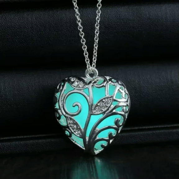 Unique Magical Fairy Glow in the Dark Pendant Locket Heart Luminous Necklace