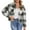 B-White, variant on Women Fall Jacket Cropped Flannel Plaid Shacket Zip Up Shirts with Pockets With Pocket Lightweight Jacket