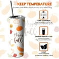 thumbnail image 5 of Fall Tumbler 20 oz Pumpkin Insulated Stainless Tumbler Happy Fall Travel Coffee Cup Autumn Sunflower and Leaves Cups Fall Gift for Thanksgiving Christmas, 5 of 5