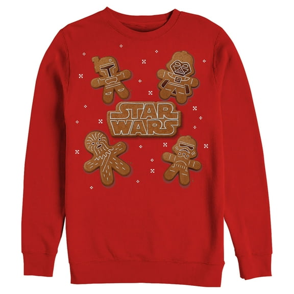 Men's Star Wars Christmas Gingerbread Characters Sweatshirt Red X Large