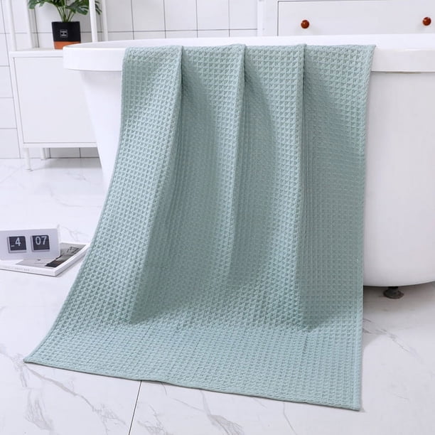 Zhuge Toalla de algodón puro tipo gofre, multiusos: ideal para baño, fitness, ducha, deportes, etc., ideal para diversas situaciones. 70 x 140 cm (verde).