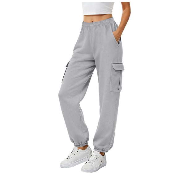 vigerkar Womens Cargo Sweatpants Oversized Joggers Baggy Athletic Pants with Pockets (Light Gray, XXL)