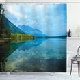 thumbnail image 1 of Ambesonne Wyoming Shower Curtain, Reflections on Leigh Lake, 69"Wx70"L, Olive Green and Sea Blue, 1 of 3