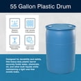 thumbnail image 2 of Bushman 55 Gallon Plastic Drum, Tight Head HDPE Storage Container with Closed Lid, Blue, 2 of 9