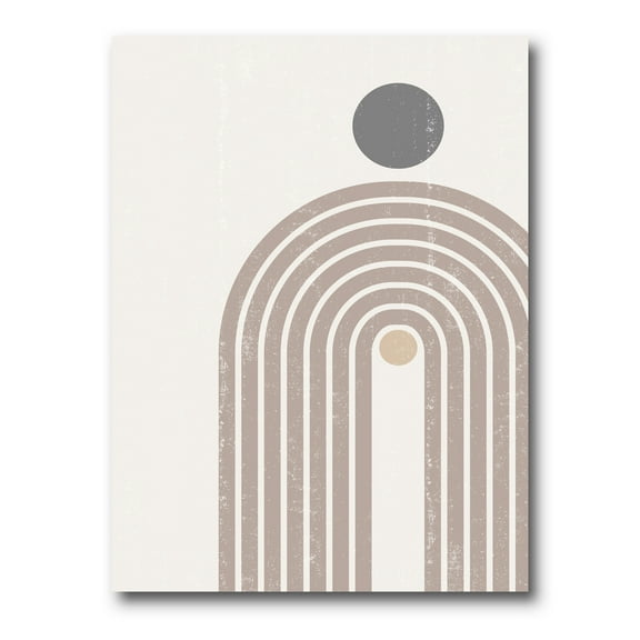 Abstract Rainbow Moon and Sun In Earth Tones I 8 in x 12 in Painting Canvas Art Print, by Designart