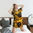 thumbnail image 5 of Uemuo Butterfly On Sunflower Pattern Women's Short-Sleeved Pajama, Button-Front Loungewear, 2-Piece Summer Sleepwear, Elastic Drawstring Shorts-X-Large, 5 of 7