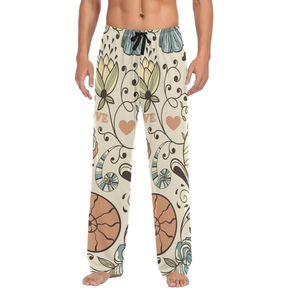 Vintage Bird Ghost Pajama Pants, Men's Lounge Pants Light with Drawstring and Pockets, Christmas New Year Birthday Father's Day Gifts, Small