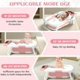 thumbnail image 6 of Morfone Collapsible Baby Bathtub for Newborn to Toddler 0-36 months with Thermometer, Hooded Towel, Soft Cushion and Bath Toys, Portable Travel Baby Tub with Drain Hole, Pink, 6 of 11
