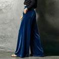 thumbnail image 5 of Mifsaly Women's Velvet Wide Leg Trousers High Waisted Flowy Palazzo Pants Fall Winter Elegant Evening Party Business Casual Outfits with Pockets, 5 of 9