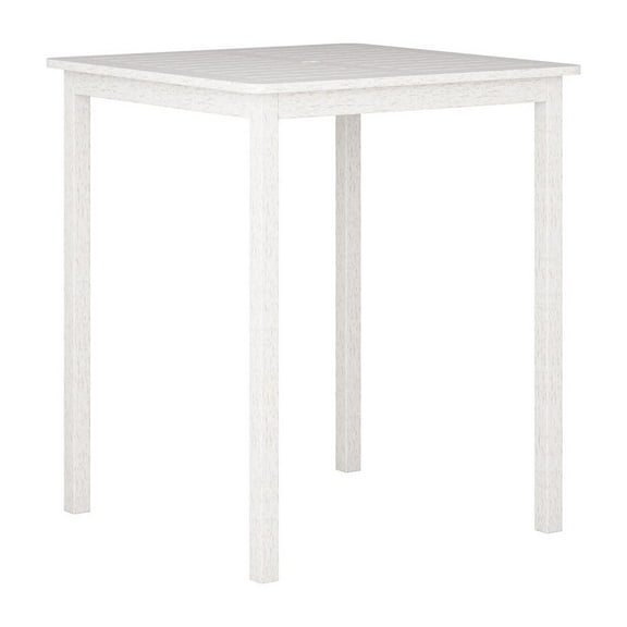CorLiving Miramar Wood Outdoor Bar Height Table in White Washed