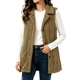 thumbnail image 2 of IUYRTFE Women's Sleeveless Faux Fur Vest with Lapel Collar and Button Front Mid Length Plush Cardigan Jacket with Pockets, 2 of 7