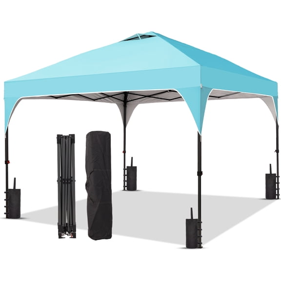 Ainfox 10'x10'Pop Up Canopy Tent Windproof UV Shelter for Outdoor Events Parties Camping,Blue