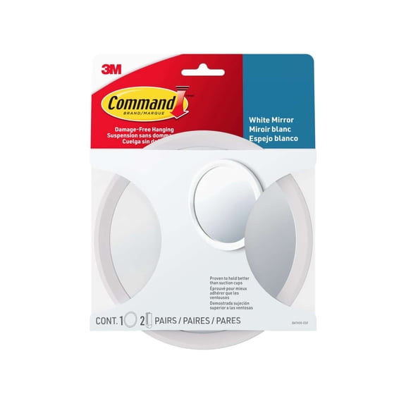 Command Bathroom Mirror, Satin Nickel, Water-Resistant, 1 Mirror, 2 Adhesive Strips