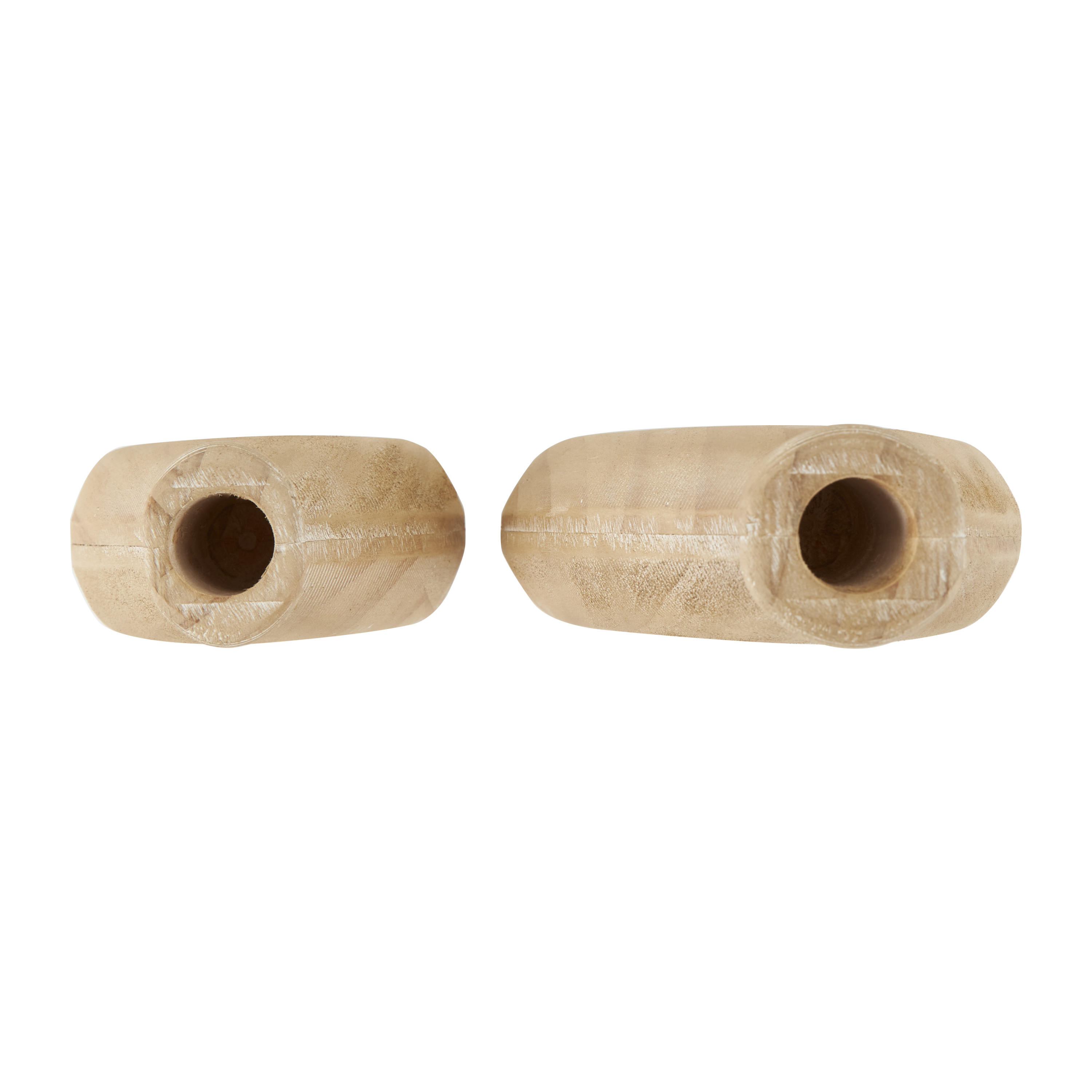 DecMode 10", 8"H Teardrop Brown Wood Vase with Cutout Center, Set of 2