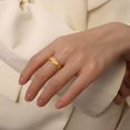 thumbnail image 4 of Anillo de oro de 18k para mujer hombre Brillar banda ancha de plata de oro anillos apilables estilo minimalista, 4 of 5