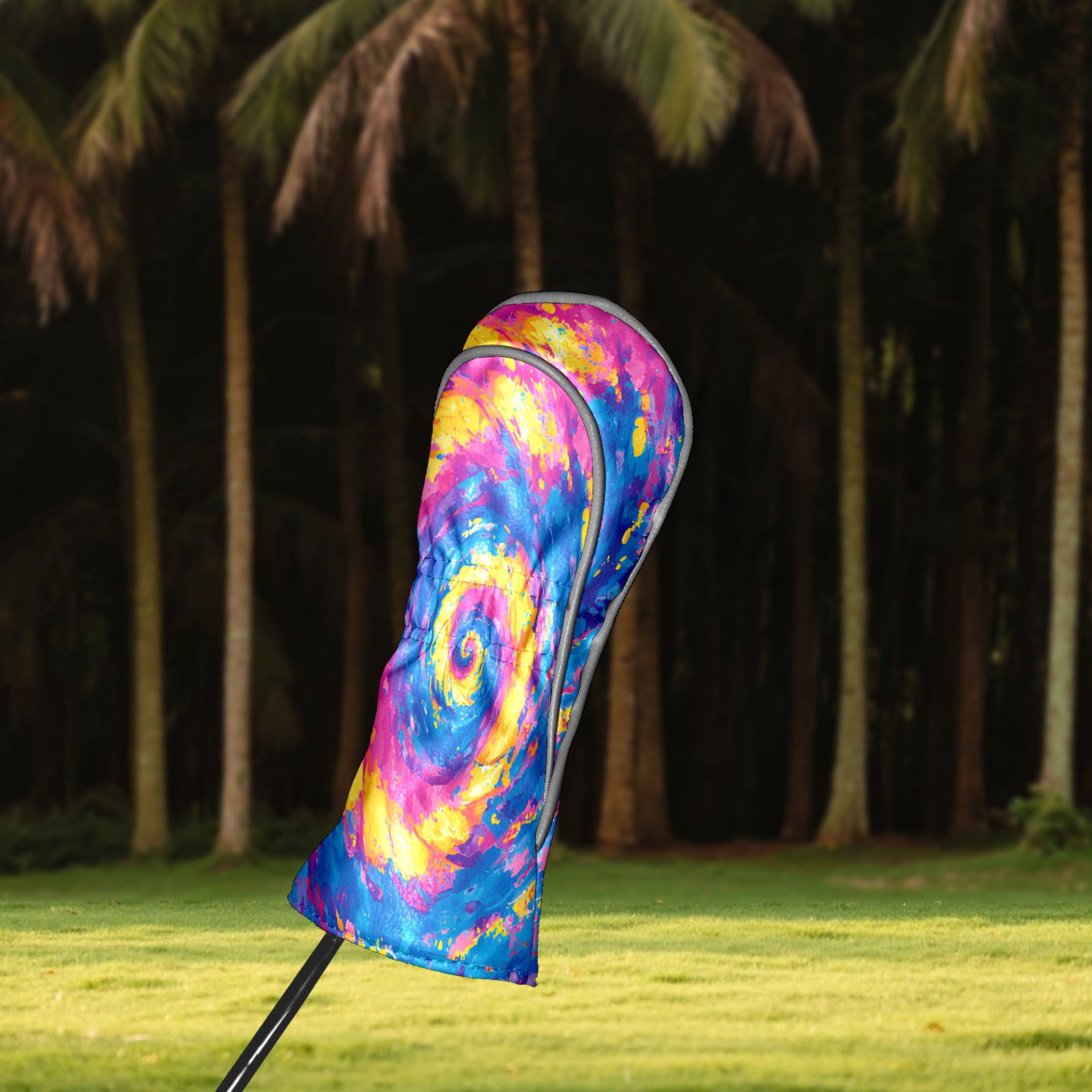 Golf Club Covers, Purple Swirl Premium PU Leather Driver Hybrid Putter Head Covers with Velvet Lining, Waterproof Golf Gifts for Men Women