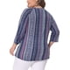 thumbnail image 3 of Agnes Orinda Blusas de Talla Grande para Mujeres Cuello en V Manga 3/4 Camiseta de Punto Rayas Bohemias 1X Azul Marino, 3 of 6