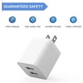 thumbnail image 3 of 6Pack USB Wall Charger,  2.4A Dual USB Port Cube Power Plug Adapter Fast Charging Block Charging Box Brick forfor iPhone , Samsung Galaxy, iPad, AirPods & More, 3 of 10