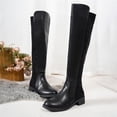 thumbnail image 5 of Women's Knee High Boots Round Toe Chunky Block Heel Long Boots for Women Comfortable Low Heel Wide Calf Womens Boots Pull on Long Boots Size 36-43 Black-A, 5 of 8