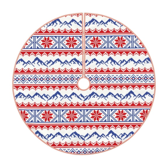 Xecao red blue Snow Mountain Pattern Christmas Tree Skirt Holiday Part Decorations for Christmas Tree, Farmhouse Christmas Decor Xmas Holiday Home Party Decorations-30"