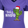 thumbnail image 4 of Inktastic Feliz Navidad Christmas Cactus in Santa Hat Women's V-Neck T-Shirt, 4 of 5