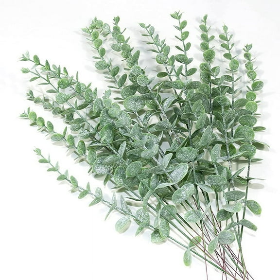 Namzi 18pcs Eucalyptus Stems Artificial Eucalyptus Leaf Stems Artificial Flowers for Home Office Flower Bouquet Centerpiece Wedding Decoration Christmas Decoration - Light Green Hanging Frost