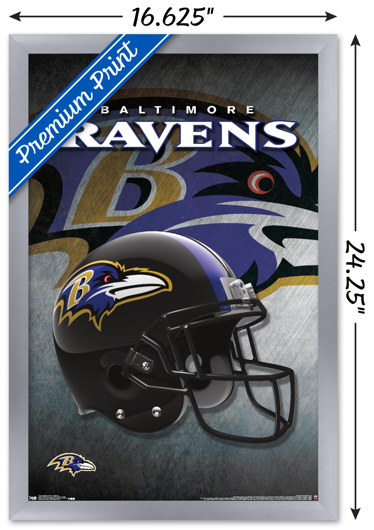 NFL Baltimore Ravens - Helmet 16 Wall Poster, 14.725" x 22.375", Framed