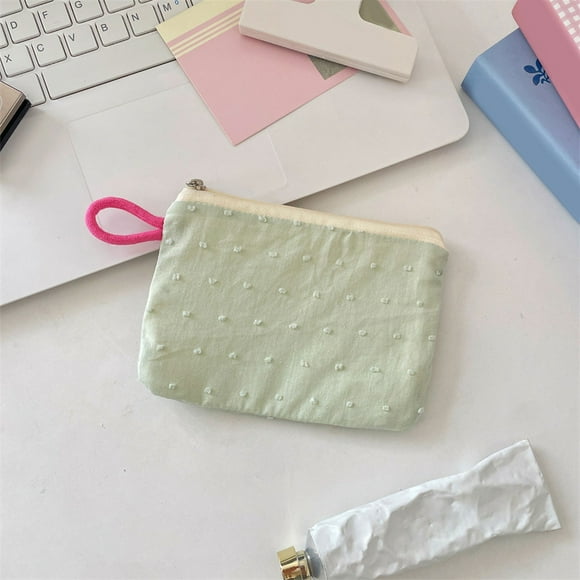 Qiweii Small Makeup Bag, Cute Cosmetic Bag, Portable Zipper Travel Make Up Bag, Knitting Makeup Pouch for Women Travel Accessories