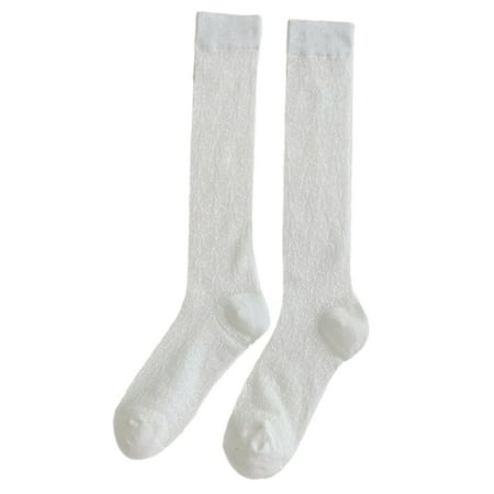 

Women Ultra-Thin Mesh Knee High Socks Lolita Hollow Geometric Pattern Stockings