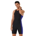 thumbnail image 3 of YONGHS Mens Gymnastic Racerback Unitard Workout Sports Athletic Bodysuit Swimsuit Swimwear Black&Blue XXL, 3 of 7