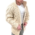 thumbnail image 1 of Grianlook Men Knitted Stand Collar Cardigan Sweater Solid Color Long Sleeve Outwear Holiday Open Front Jacket Yellow 3XL, 1 of 2