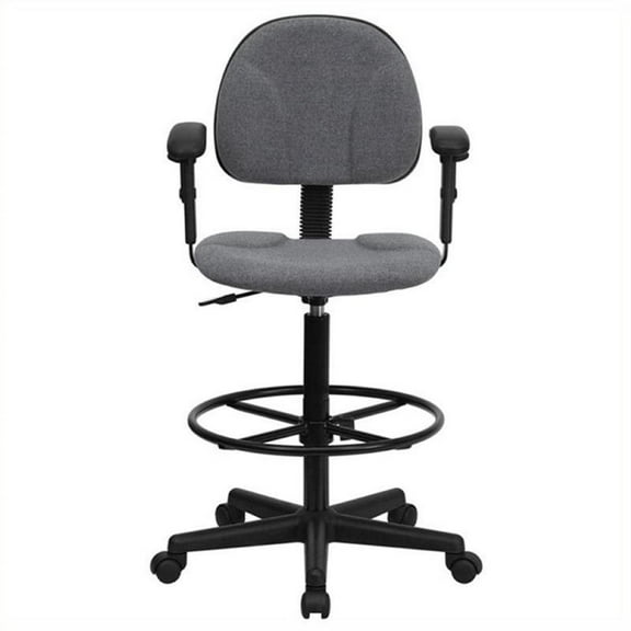 Scranton & Co Patterned Ergonomic Drafting Chair with Arms in Gray