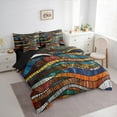 thumbnail image 3 of Manfei Colorful bohemian Stripes 7-Piece Twin Bedding Sets,Boho Theme Bedding Comforter Set,Modern Abstract Desgin Sheet Sets For Men Women,Breathable Home Decor Reversible, 3 of 8