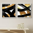 thumbnail image 2 of PixonSign Framed Wall Art Print Set Faded Black & Gold Brushstrokes Abstract Shapes Digital Art Modern Art Chic Colorful Multicolor Ultra for Living Room, Bedroom, Office - 24"x24"x2 White, 2 of 5