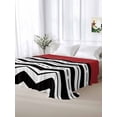 thumbnail image 5 of Black White Chevron Queen Size Flat Sheet, Wrinkleproof & Fadeproof Cooling Flat Bed Sheet Only, Geometric Red Sea Wavy Striped Breathable Soft Bedding Top Sheets 90 x 102 Inches, 5 of 8