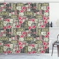 thumbnail image 1 of Urban Graffiti Shower Curtain, Romantic Love Message and Heart Icons Various Styles of Typographic Words, Fabric Bathroom Set with Hooks, 69W X 84L Inches Extra Long, Multicolor, by Ambesonne, 1 of 3