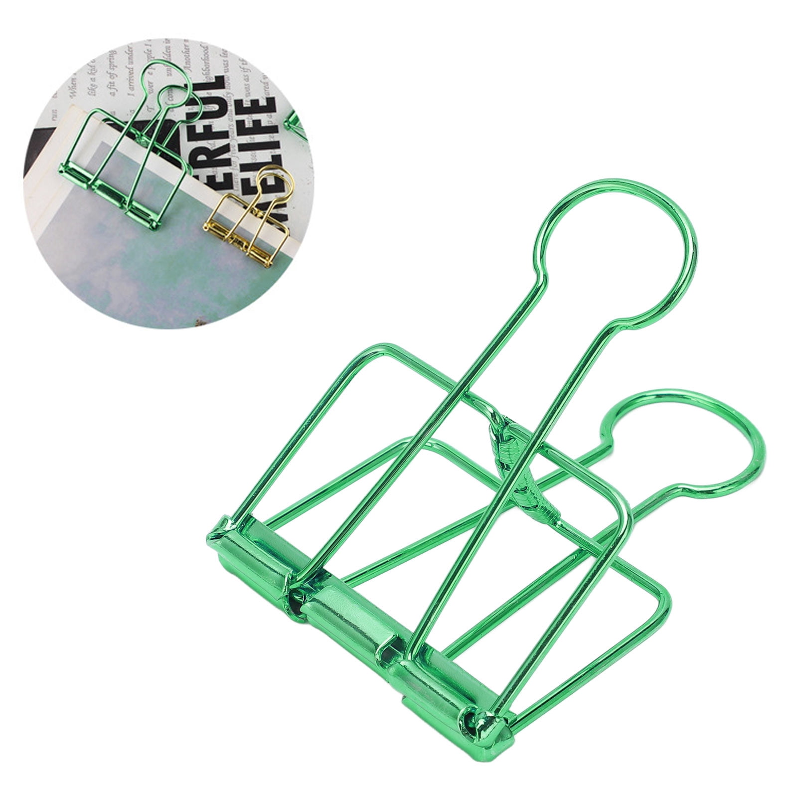 Rupoun 51mm Large Metal Binder Clips, Green Hollow Paper Clamps for Office, 30 Count