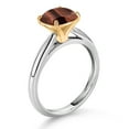 thumbnail image 3 of Gem Stone King 925 Sterling Silver and 10K Yellow Gold Red Tiger Eye Solitaire Engagement Ring for Women (2.00 Cttw, Cushion 8MM, Gemstone Birthstone, Size 5), 3 of 4