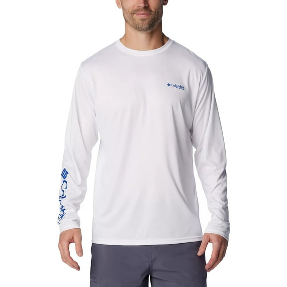 Columbia Men's PFG Terminal Tackle Bait Jumper Long Sleeve Shirt (White, Small, S)