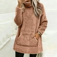 thumbnail image 4 of WTXUE Women's Fuzzy Sherpa Turtleneck Sweatshirt Long Sleeve Tunic Top with Pockets Casual Loose Fit Pullover for Fall & Winter Oversized Sweatshirt Plain Sweatshirt Oversized Sweatshirt Coffee M, 4 of 5