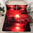 thumbnail image 2 of Homewish Japanese Style 4pcs Bed Sheets for Kids Children Teens,Black Red King Sheets,Traditional Artwork Super Cozy Sheet Set,Ultra Soft Home Decor, 2 of 7