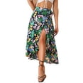 thumbnail image 1 of Falda Tropical Floral con Volantes para Mujeres INSPIRE CHIC, con Nudo Autoadhesivo, Falda de Playa Hawaiana, Corte Lateral, Color Azul Oscuro, Talla L, 1 of 6