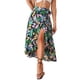 thumbnail image 1 of Falda Tropical Floral con Volantes para Mujeres INSPIRE CHIC, con Nudo Autoadhesivo, Falda de Playa Hawaiana, Corte Lateral, Azul Oscuro S, 1 of 6