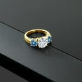 thumbnail image 4 of Gem Stone King 18K Yellow Gold Plated Silver White Moissanite and Persian Blue Moissanite Engagement Ring for Women | 3.50 Cttw | Round 8MM | Gemstone Birthstone | Size 7, 4 of 5